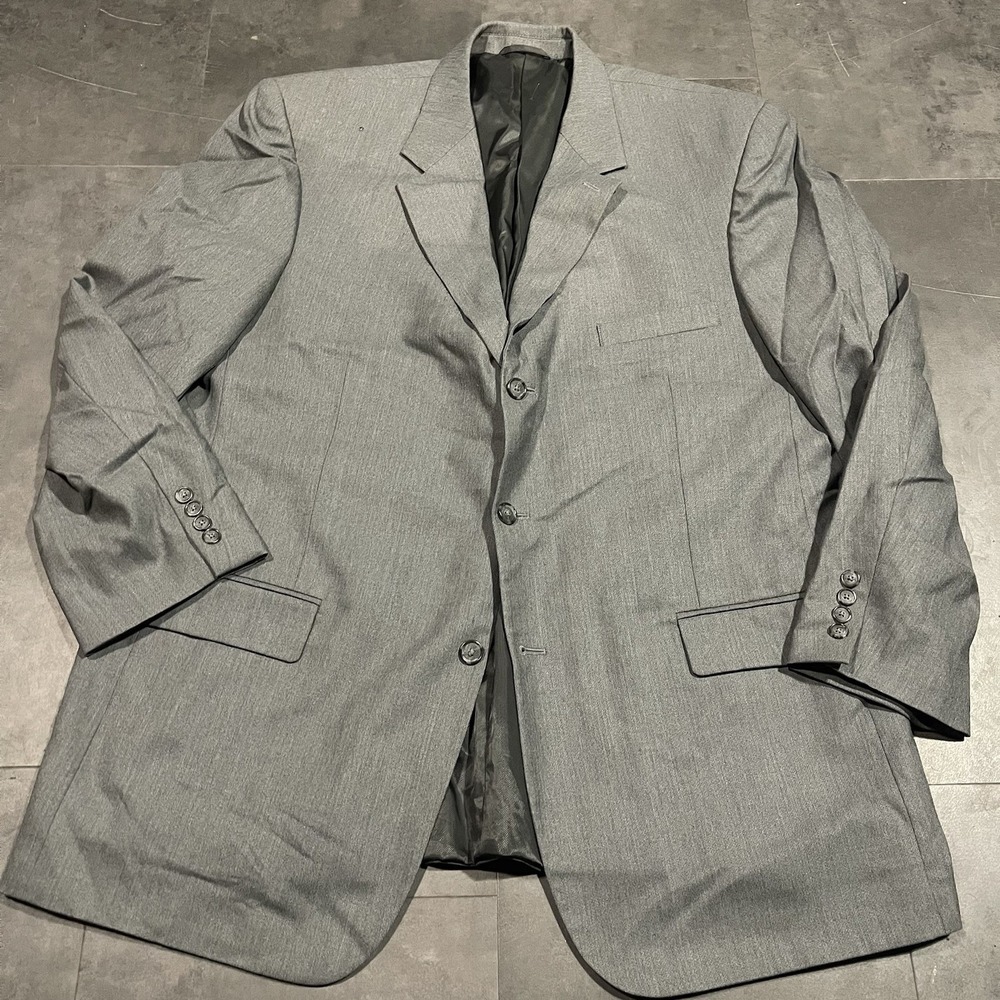 Men's Vintage Blazer By Today's Man Gray Gold Button 100% Wool‎ 48L F-65